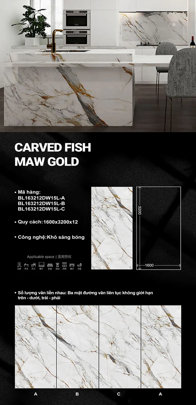 Carved fish maw gold BL163212DW15L