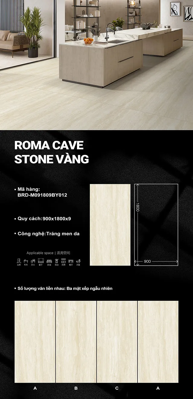 ROMA CAVE STONE VÀNG BRD-M091809BY012